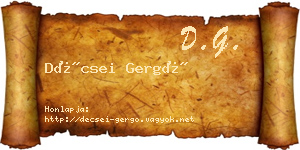 Décsei Gergő névjegykártya